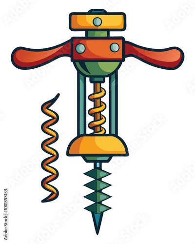 Cork screw vector illustration isolated on a white background