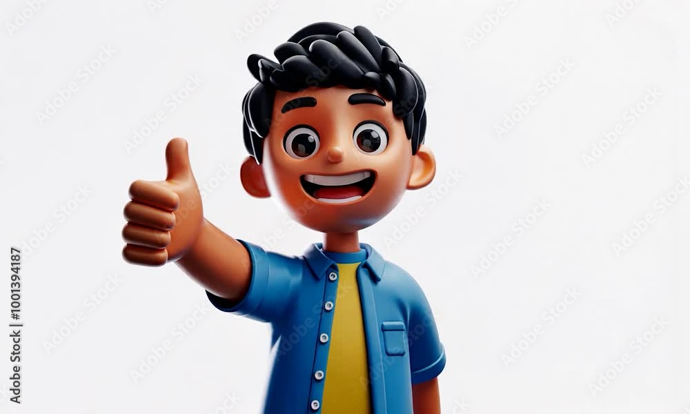 Vibrant 3D animation of a Happy Character Giving a Thumbs Up Vibrant 3D animation of a Happy Character Giving a Thumbs Up