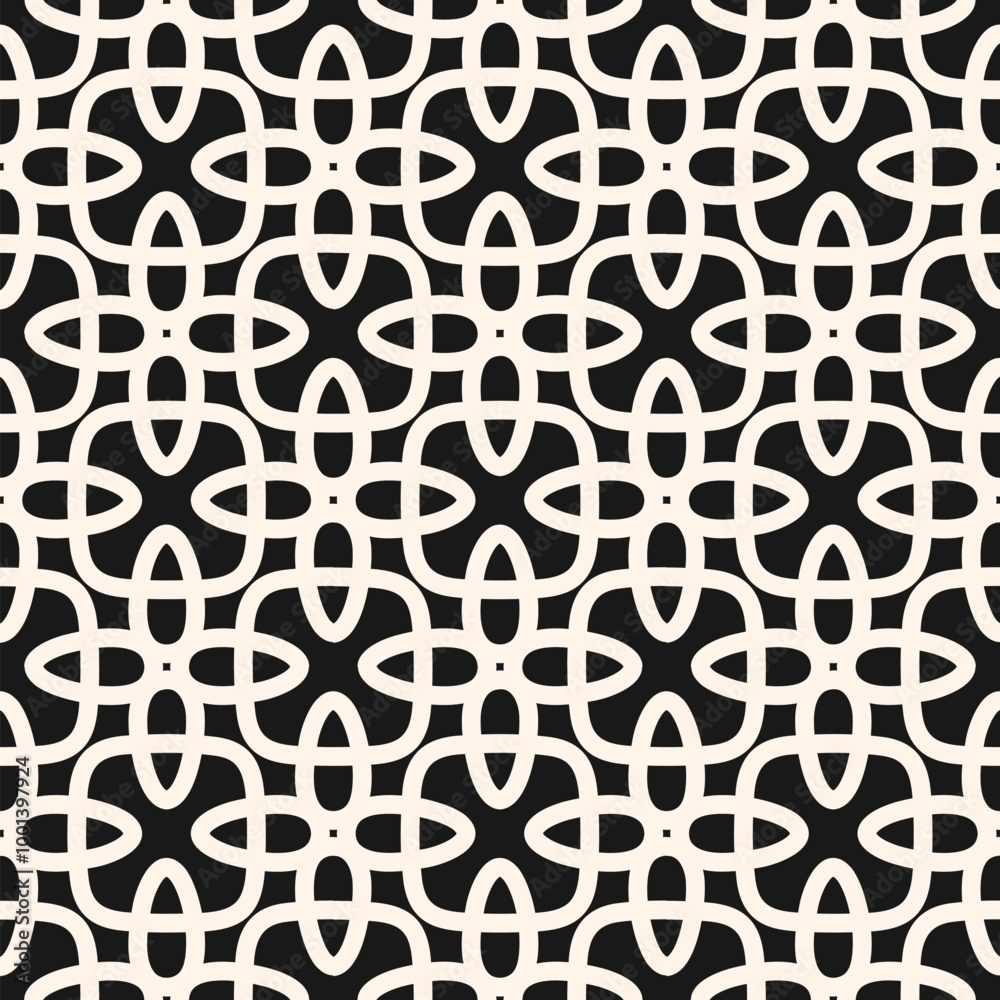 Vector geometric seamless pattern with medieval motifs. Abstract ornament texture in gothic style. Simple background with cross shapes, floral silhouettes, lattice, grid. Repeat black and white design Vector geometric seamless pattern with medieval motifs. Abstract ornament texture in gothic style. Simple background with cross shapes, floral silhouettes, lattice, grid. Repeat black and white design