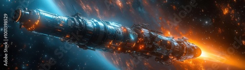 Spaceship docking at a space station, scifi, vibrant hues, digital painting
