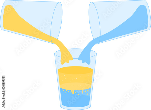mixture of water and oil in a glass