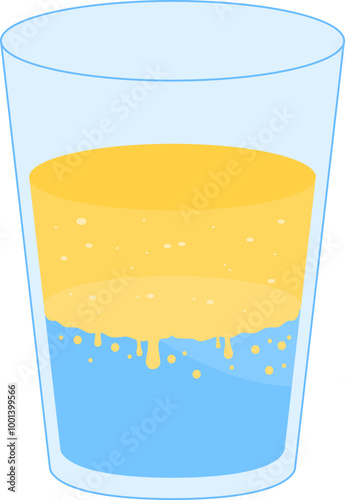 mixture of water and oil in a glass