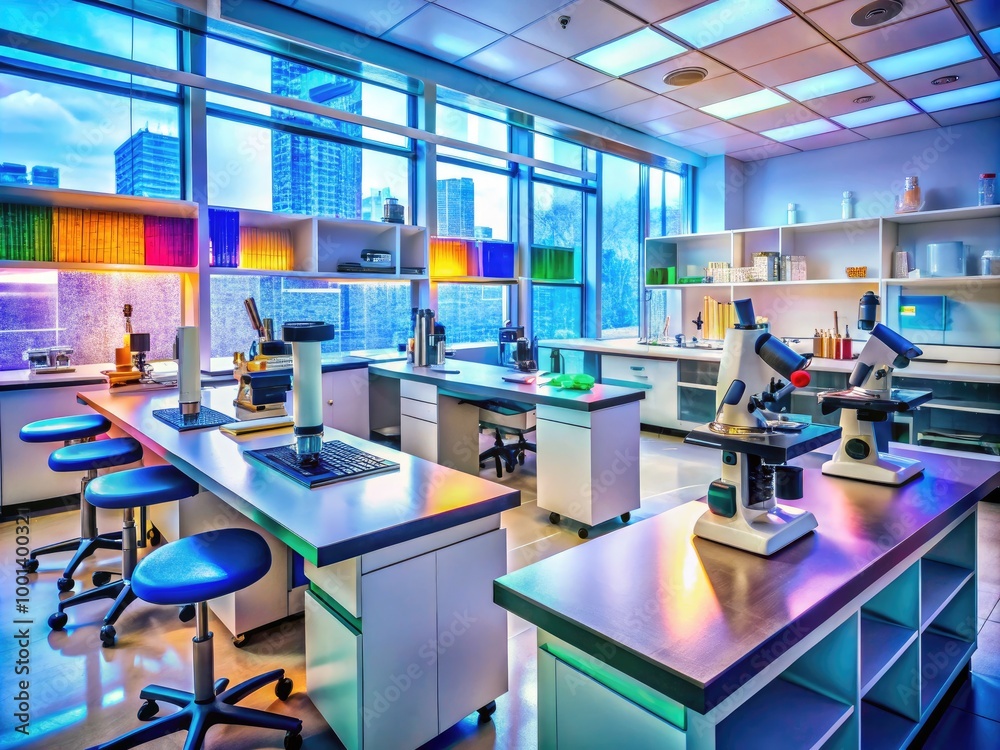 Advanced histology laboratory showcasing microscopes, slides, and tissue samples for research purposes Advanced histology laboratory showcasing microscopes, slides, and tissue samples for research purposes