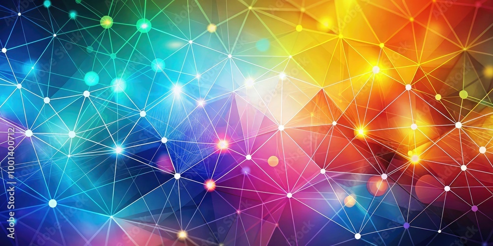 Fototapeta premium Colorful abstract background with geometric shapes and blurred mesh patterns, perfect for business, technology, and innovation designs, adding a modern and dynamic feel.