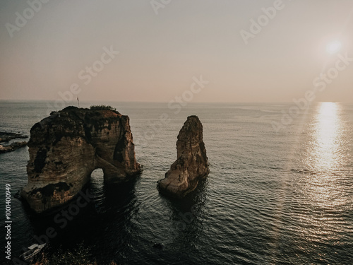 06.14 2019 - BEIRUT, LEBANON -  Rouche rocks in Beirut, Lebanon, Mediterranean sea photo