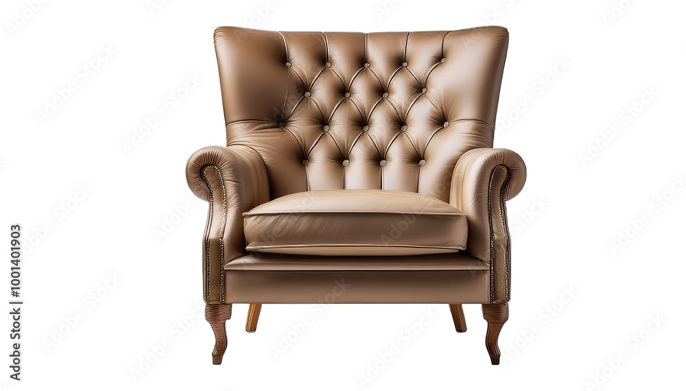 Timeless Classic Leather Armchair with High Back and Plush Cushioning Timeless Classic Leather Armchair with High Back and Plush Cushioning
