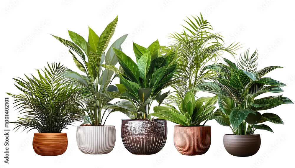 Fototapeta premium Collection of Decorative Potted Plants for Interior and Landscape Design