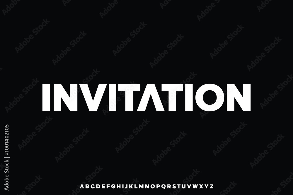 Fototapeta premium Modern clean bold alphabet display font vector illustration. Invitation typeface
