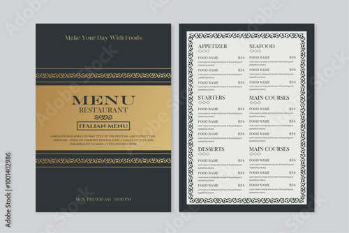 luxury food menu card design