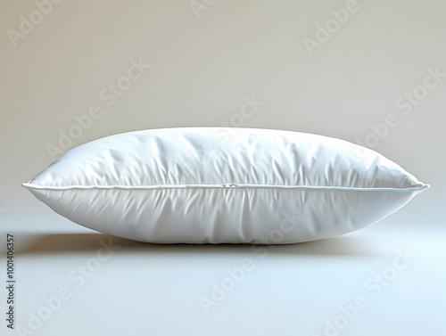 Soft and plush white pillow on a neutral background, ideal for home decor aesthetics and comfort.