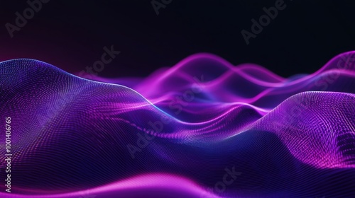 Dynamic purple sound wave pattern with sleek curves and vibrant hues. Perfect for high-tech and audio-themed digital artwork