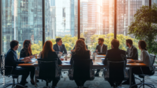 Group of businesspeople from different generations gathers around a conference table, discussing management strategy.