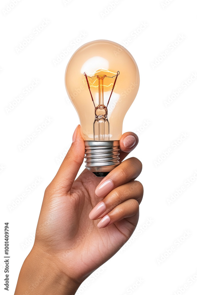 A hand holding a light bulb. on transparent background png A hand holding a light bulb. on transparent background png