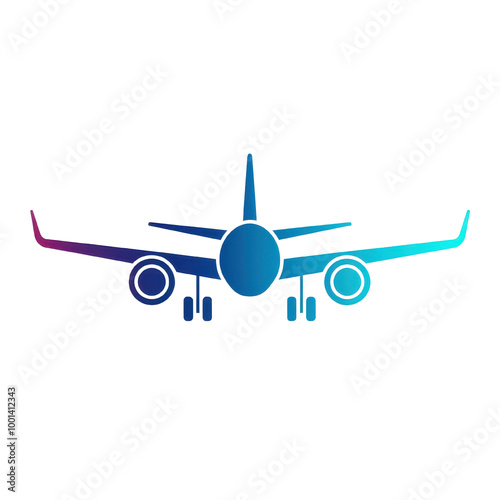 Stylized airplane graphic with vibrant colors, perfect for transportation, travel, and aviation-themed projects, transparent background.