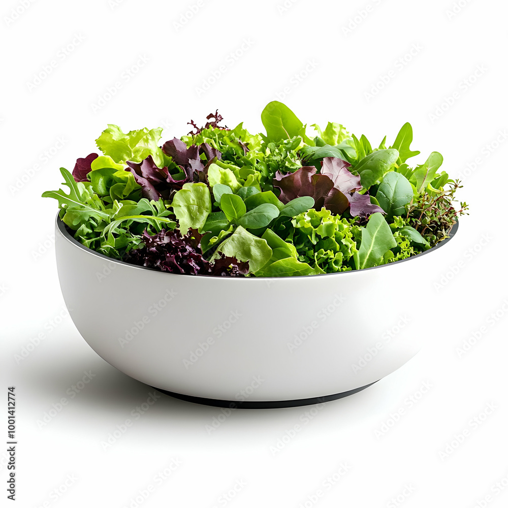 Fresh mixed salad greens in a modern white bowl, perfect for healthy meal ideas. Fresh mixed salad greens in a modern white bowl, perfect for healthy meal ideas.