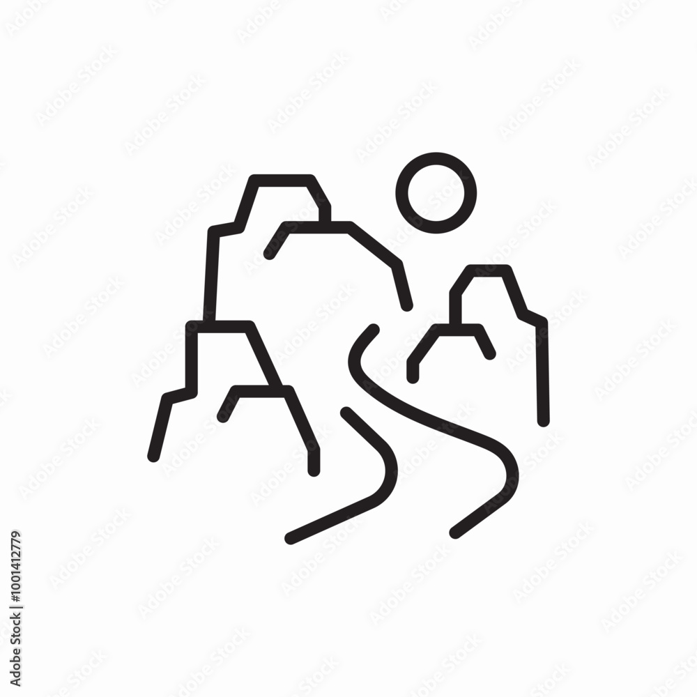 river line between mountains icon sign vector river line between mountains icon sign vector