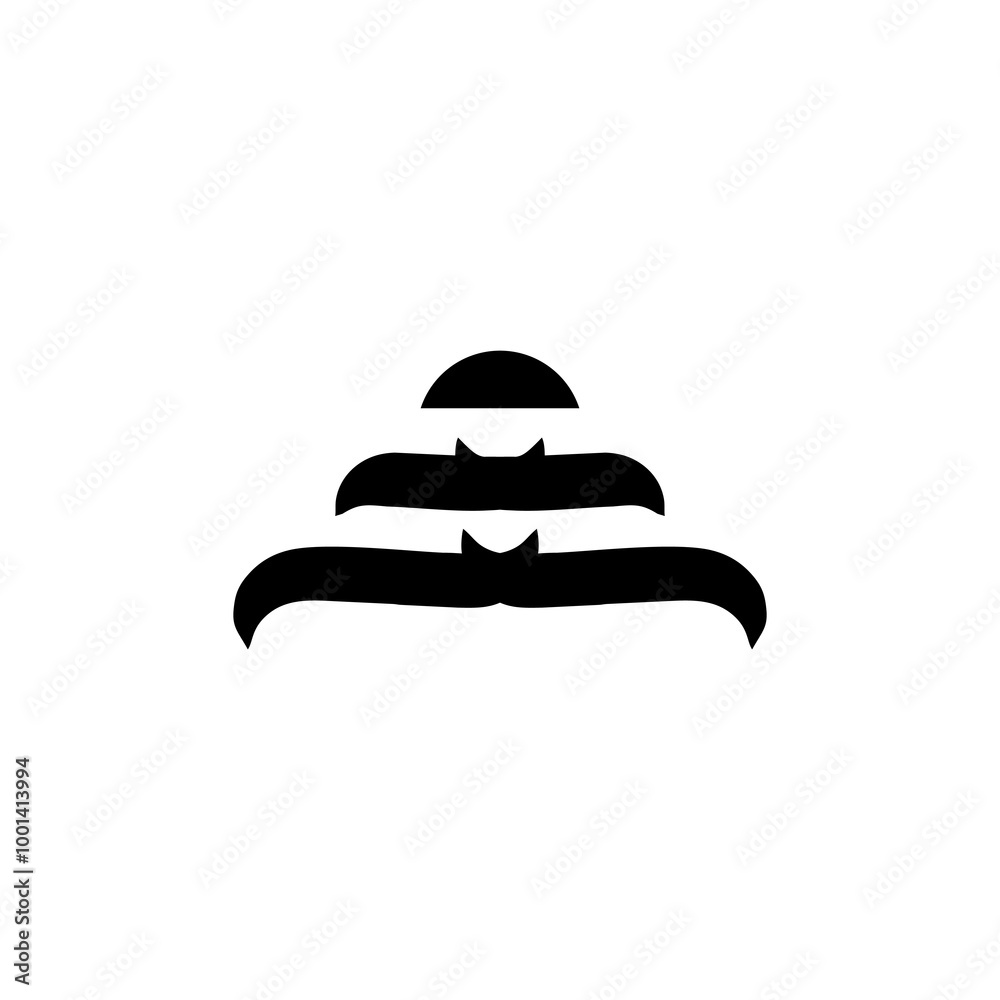 Abstract illustration of layered shapes resembling a hat. Abstract illustration of layered shapes resembling a hat.