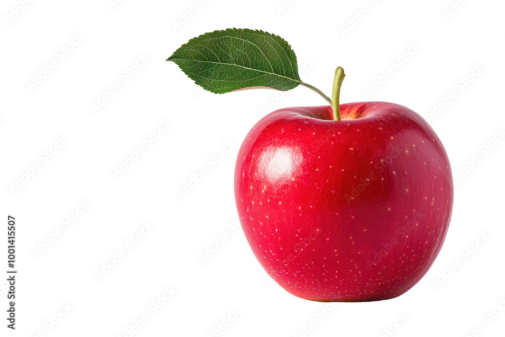 Fresh red apple with a green leaf, perfect for healthy eating, nutrition, and fruit-themed designs. Fresh red apple with a green leaf, perfect for healthy eating, nutrition, and fruit-themed designs.