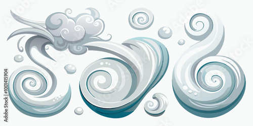 Gradient Grey Wind Swirls Vector Set
