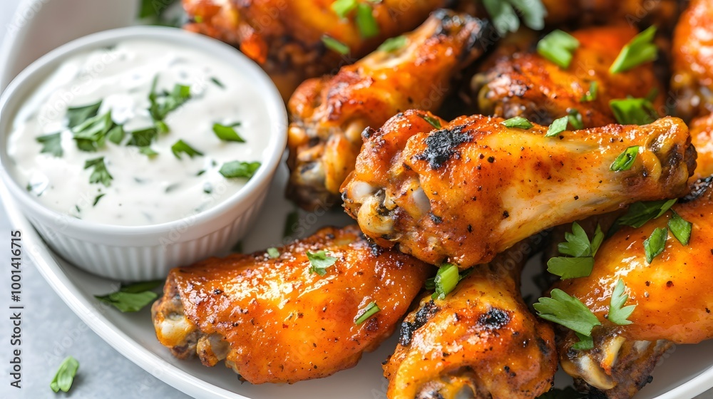 Crispy, Glazed Chicken Wings with Creamy Dip Crispy, Glazed Chicken Wings with Creamy Dip