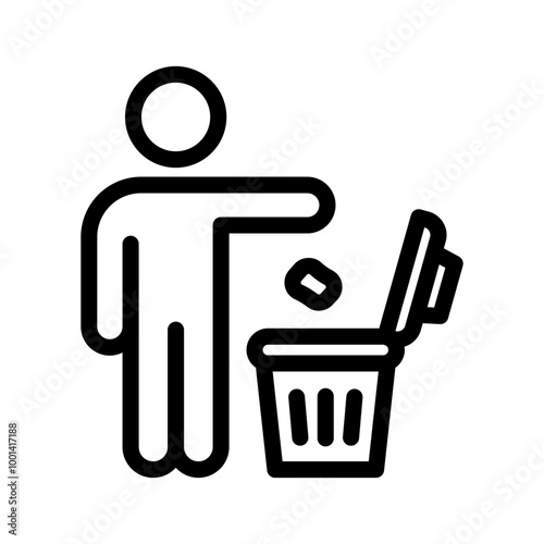 1 throw garbage line icon illustration vector graphic