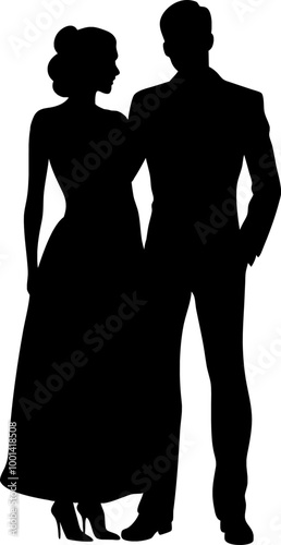 Vektor Silhouetten Körper Mann und Frau - Ehepaar - Hochzeit - Zwei Personen