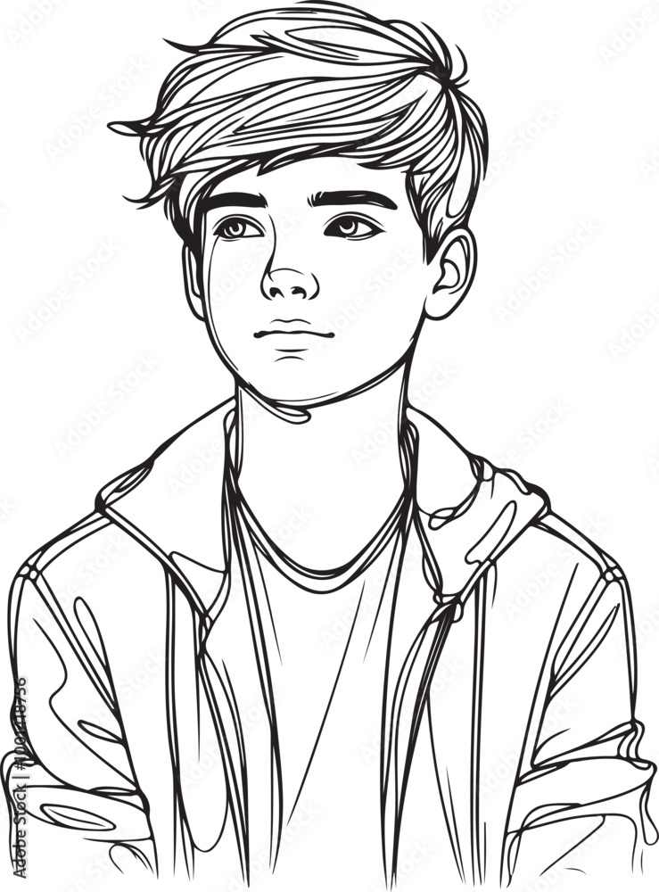 Man, Boy, and Husband Line Art Drawing vector design. Man, Boy, and Husband Line Art Drawing vector design.