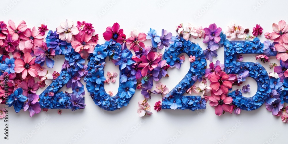 2025 Floral Numbers: A Delicate Arrangement of Blue and Pink Flowers 2025 Floral Numbers: A Delicate Arrangement of Blue and Pink Flowers