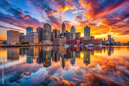 Breathtaking Boston Sunrise Over the City Skyline with Vibrant Colors Reflected in the Water