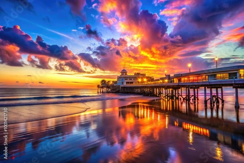 Breathtaking Sunset Over Daytona Beach Main Street Pier with Scenic Views of the Ocean and Sky