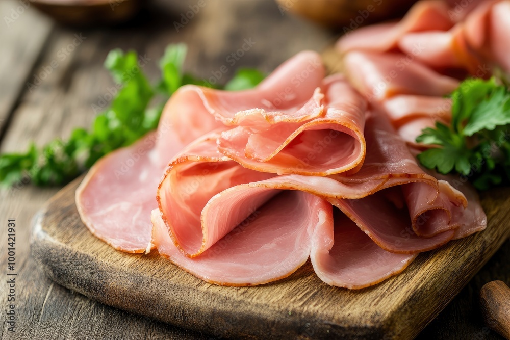 thinly sliced ham on the table - generative ai thinly sliced ham on the table - generative ai