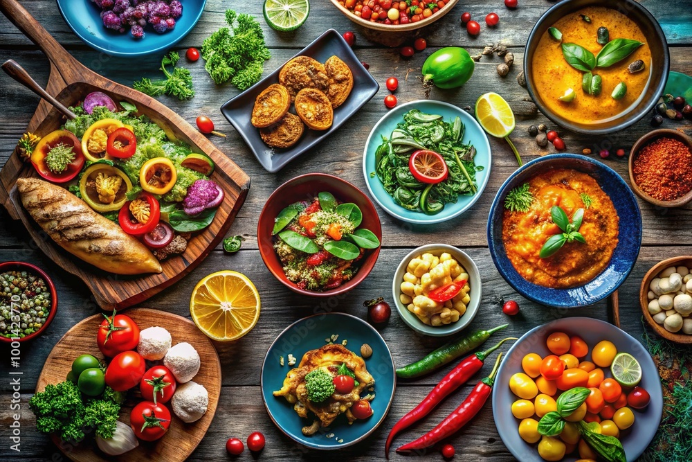 Colorful and Creative Food Illustrations Featuring Various Dishes and Culinary Delights for Design