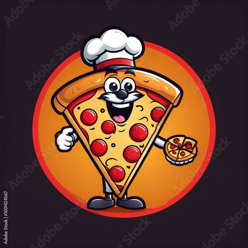 illustration of a chef with pizza