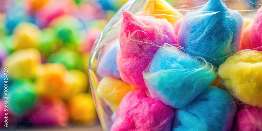 Colorful Candy Floss in a Transparent Bag Perfect for Sweet Treats and Fun Celebrations Colorful Candy Floss in a Transparent Bag Perfect for Sweet Treats and Fun Celebrations