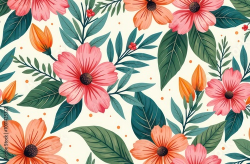 colorful tropical floral pattern