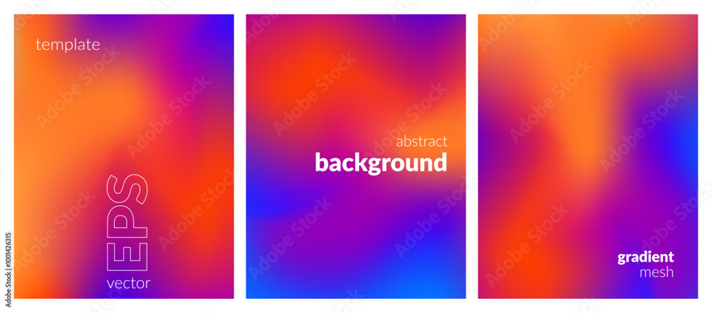 Abstract liquid background. Variation set. Vibrant color blend. Blurred fluid colours. Gradient mesh. Modern design template for posters, ad banners, brochures, flyers, covers, websites. Vector image Abstract liquid background. Variation set. Vibrant color blend. Blurred fluid colours. Gradient mesh. Modern design template for posters, ad banners, brochures, flyers, covers, websites. Vector image
