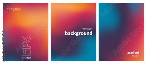 Collection. Abstract liquid background. Vibrant color blend. Blurred fluid colors. Gradient mesh. Modern design template for posters, ad banners, brochures, flyers, covers, websites. EPS vector image