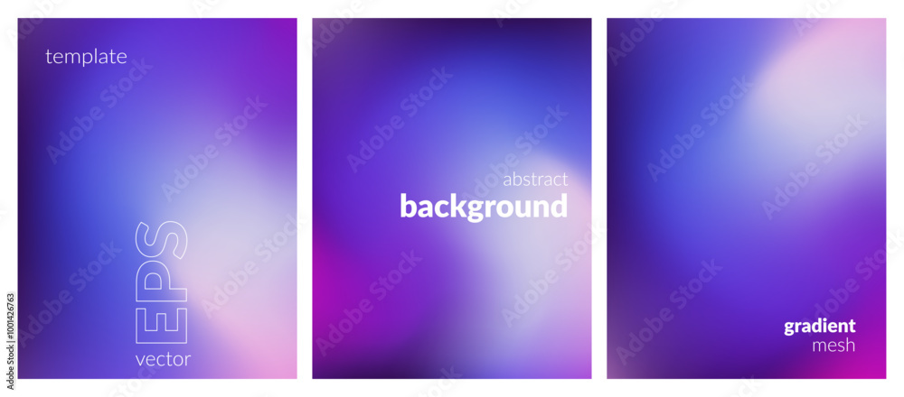 Fototapeta premium Collection. Abstract liquid background. Neon color blend. Blurred fluid colors. Gradient mesh. Modern design template for posters, ad banners, brochures, flyers, covers, websites. EPS vector image