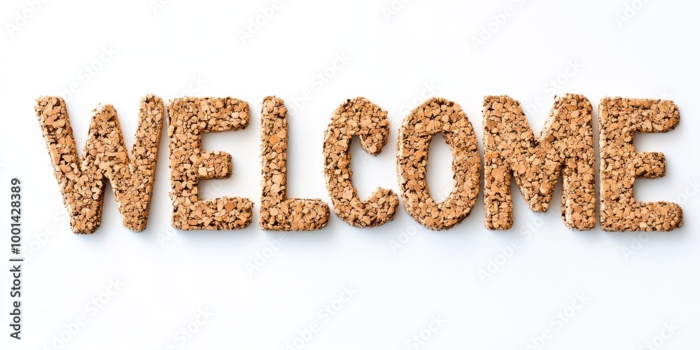 Cork Letters Welcome Sign on White Background Cork Letters Welcome Sign on White Background