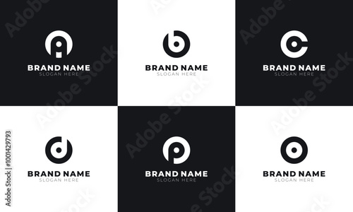 Letters ABCDPO Vector Logos. Set of Six Monogram Logos