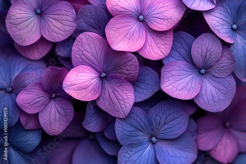 A close up of purple flowers with a blue background