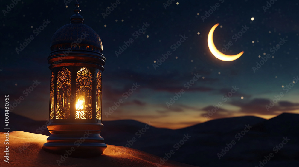 Ramadan background, with ample copy space for text and graphics, a lantern, and a dark theme. Ramadan background, with ample copy space for text and graphics, a lantern, and a dark theme.