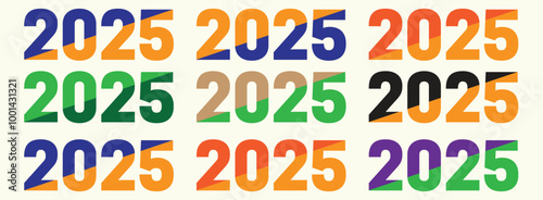 Colorful 2025 vector file, new year 2025