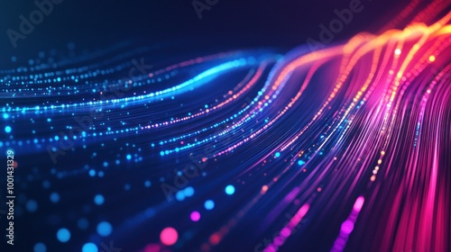 Abstract Digital Art with Neon Lines