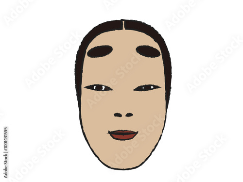 筆書き風の女性の能面