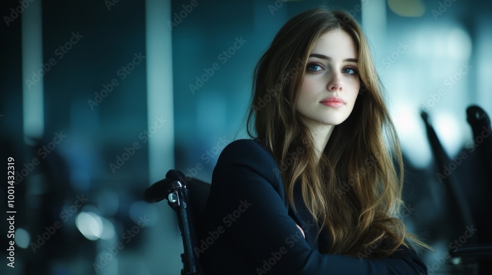 Confident Businesswoman in Modern Office Setting Confident Businesswoman in Modern Office Setting