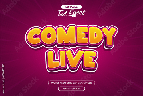 Comedy live editable text effect with purple background and comic style