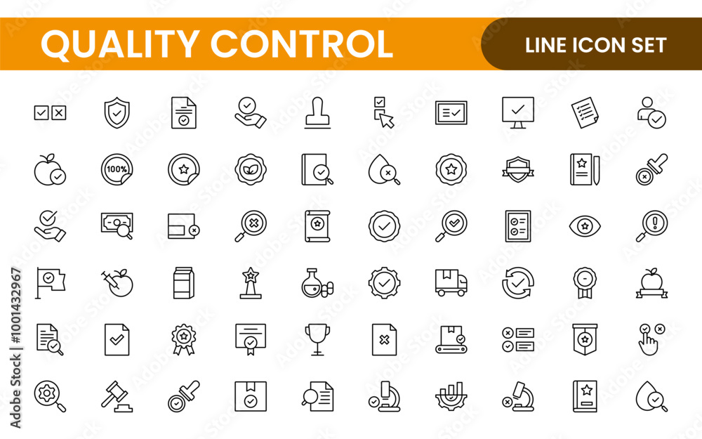 Quality Control line icon set. Included the icons as inspect, QA, qualify, quality control, check, verify, and more. Quality Control line icon set. Included the icons as inspect, QA, qualify, quality control, check, verify, and more.