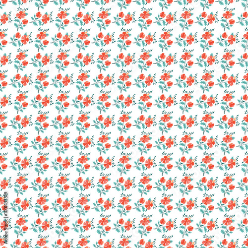 Stylized Small Flower Seamless Vector Pattern Design