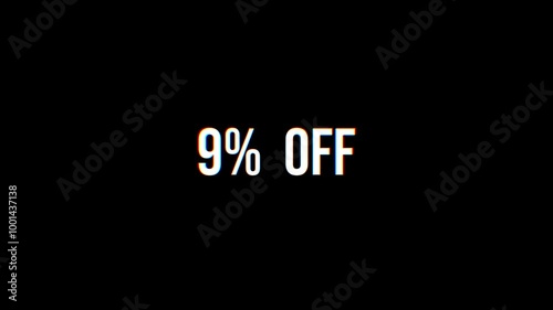 5% OFF text animation glitch effect, discount concept. Suitable for promotion, seamless looping video